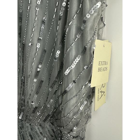 JKARA Beaded Sequin Mesh Evening Dress Plus Size 16 Mother Of Bride Formal NWT - Picture 14 of 16